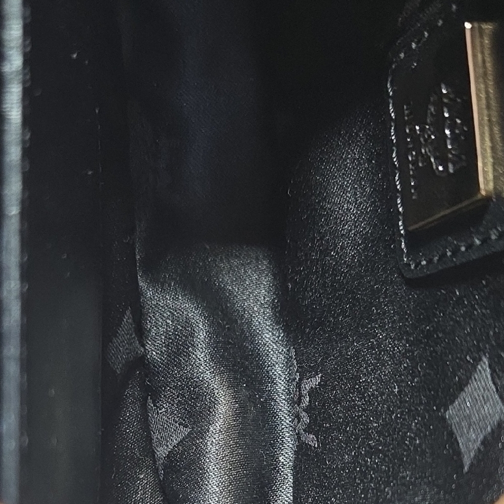 black MCM Mini crossbody bag with gold-plated hardware. - Picture 6 of 8